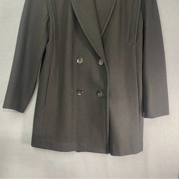 Women’s Vintage Black Wool Pea Coat Size 4 Warm Winter Preppy Quiet Luxury - Picture 4 of 10